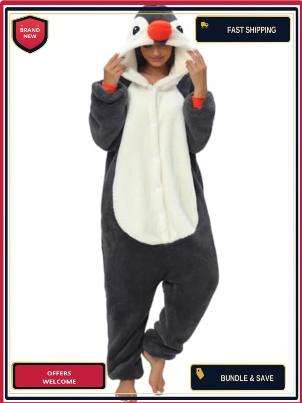 Sherpa Fleece Animal Onesie Pajama Halloween Costume 3D Hood
